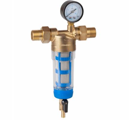 Filtru cu autocuratare si manometru, seria CLEAN, filet R 3/4, PN 16